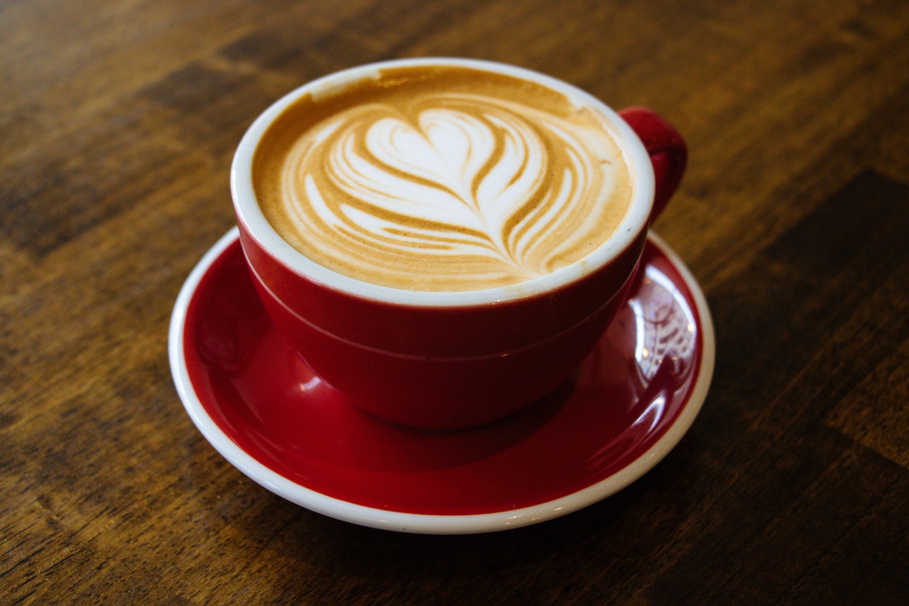 Pexels cappuccino-filled-cup-on-red-saucer-1414304